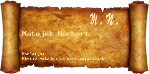 Matejek Norbert névjegykártya